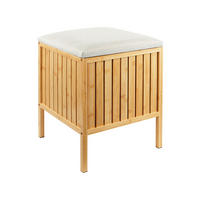 KOŠ prádla - krémová/světle hnědá, dřevo/textil (39/52/39cm) - Relaxdays