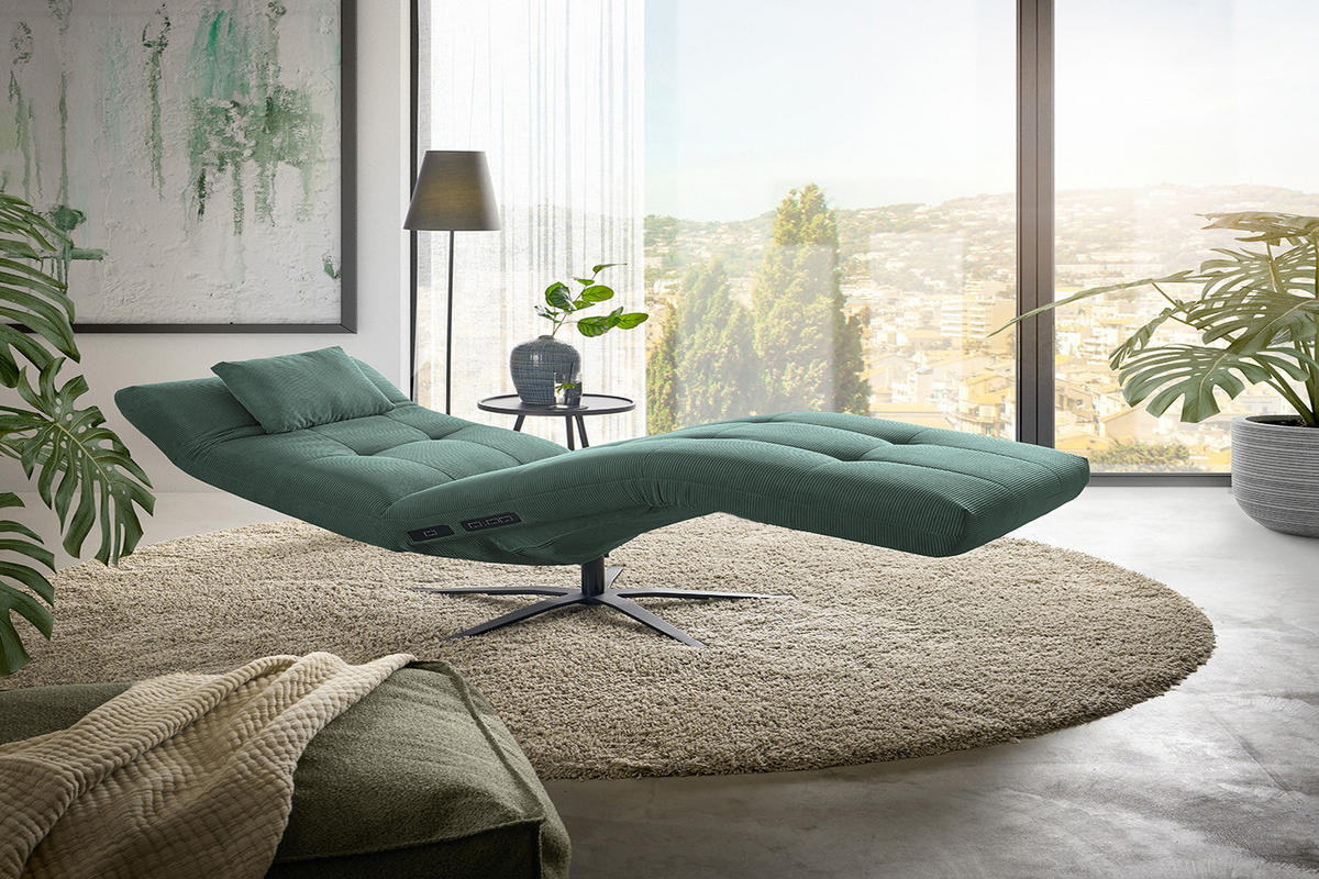 RELAXLIEGE LETICIA Smaragdgrün Cord - Smaragdgrün/Schwarz, Textil/Metall (82/115/156cm) - KAWOLA