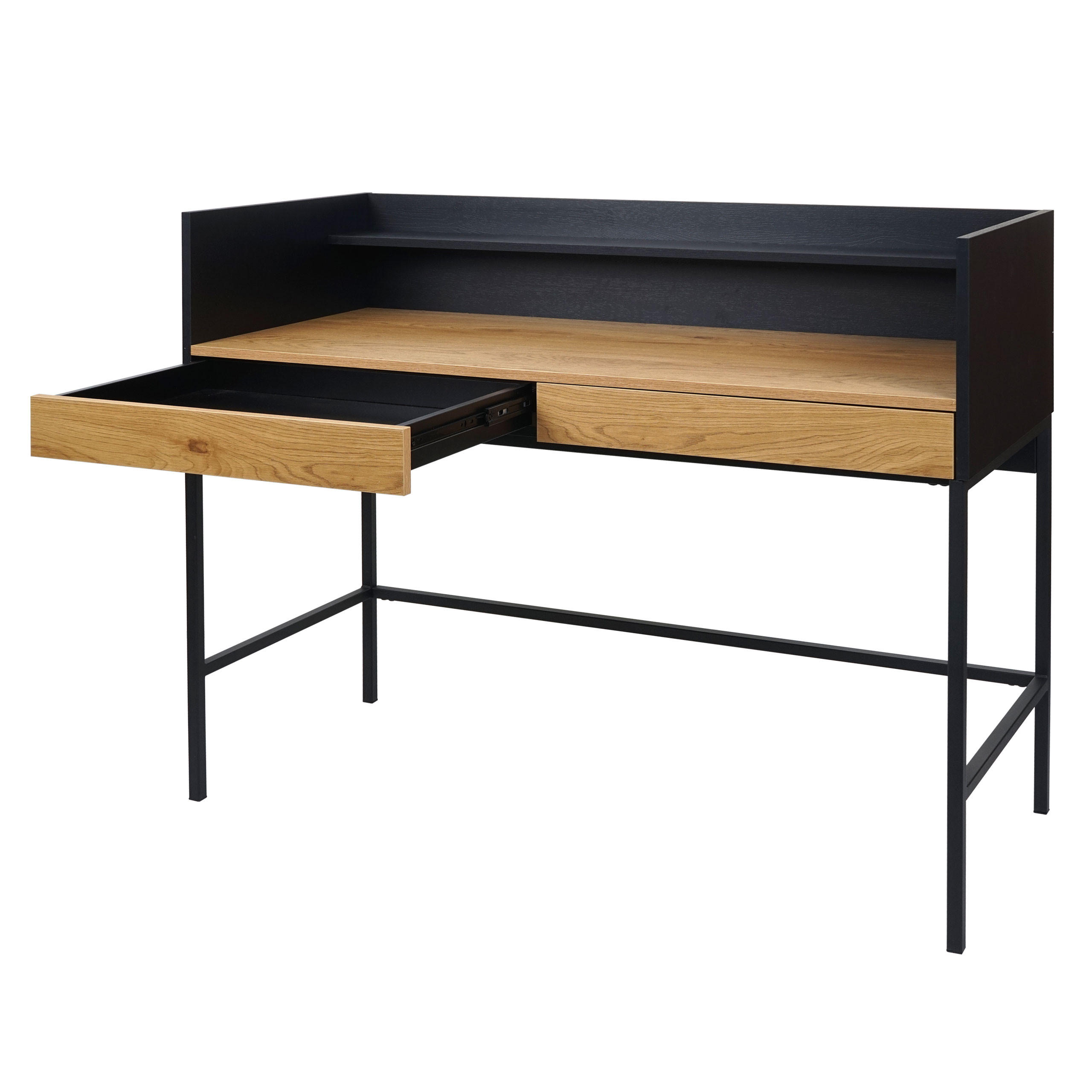 SCHREIBTISCH Schwarz, Braun - Schwarz/Naturfarben, Holz (50/120/99cm) - MCW