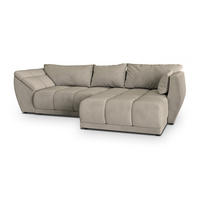 ECKSOFA ORENTI R-S Beige Velours-Stoff mit Schlaffunktion - Beige, Holz (287/182cm) - MASSENO