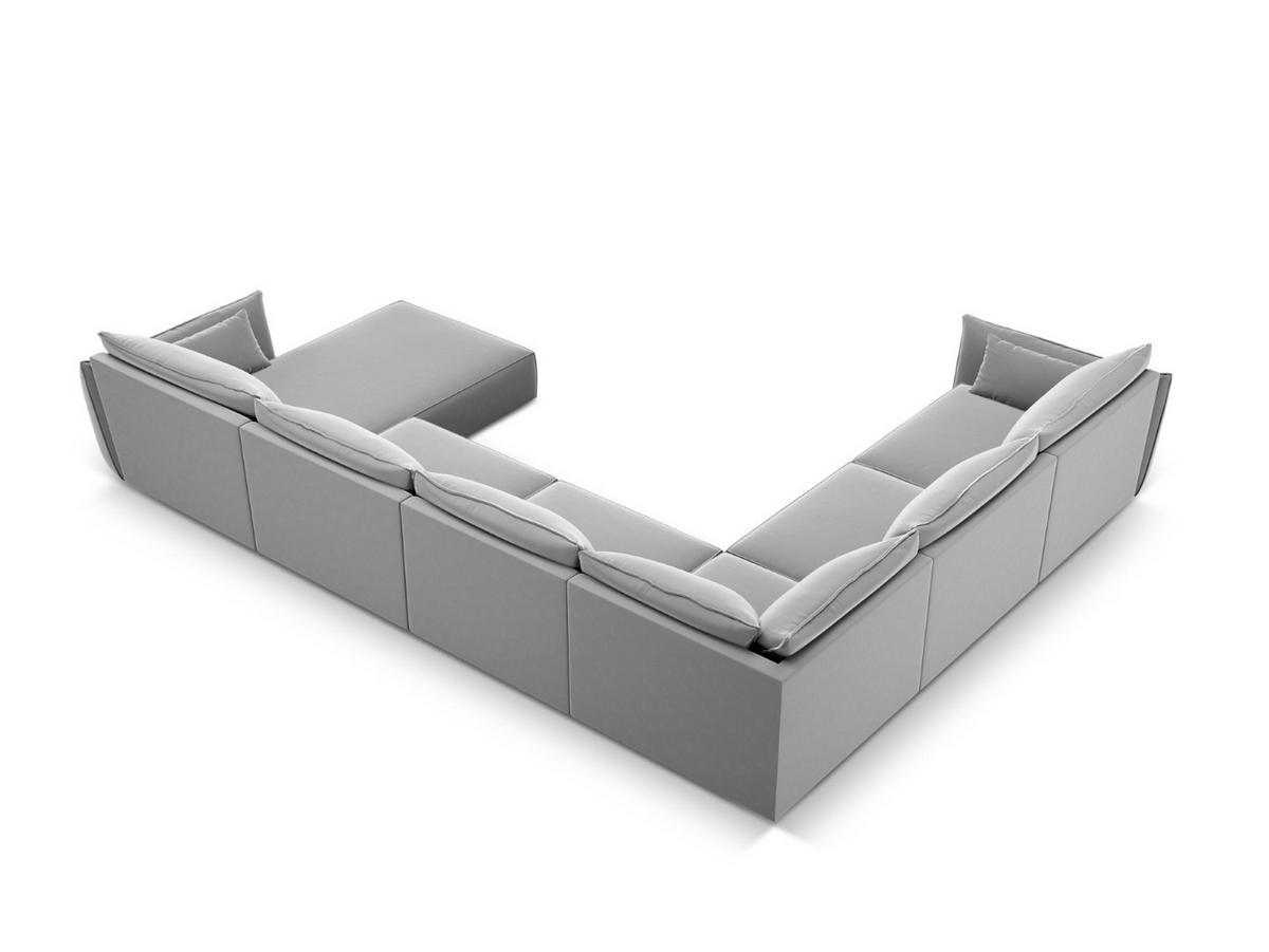 PANORAMASOFA links Kaelle aus Samt grau 8 Sitzplätze - Grau, Textil (284/85/384cm) - Micadoni