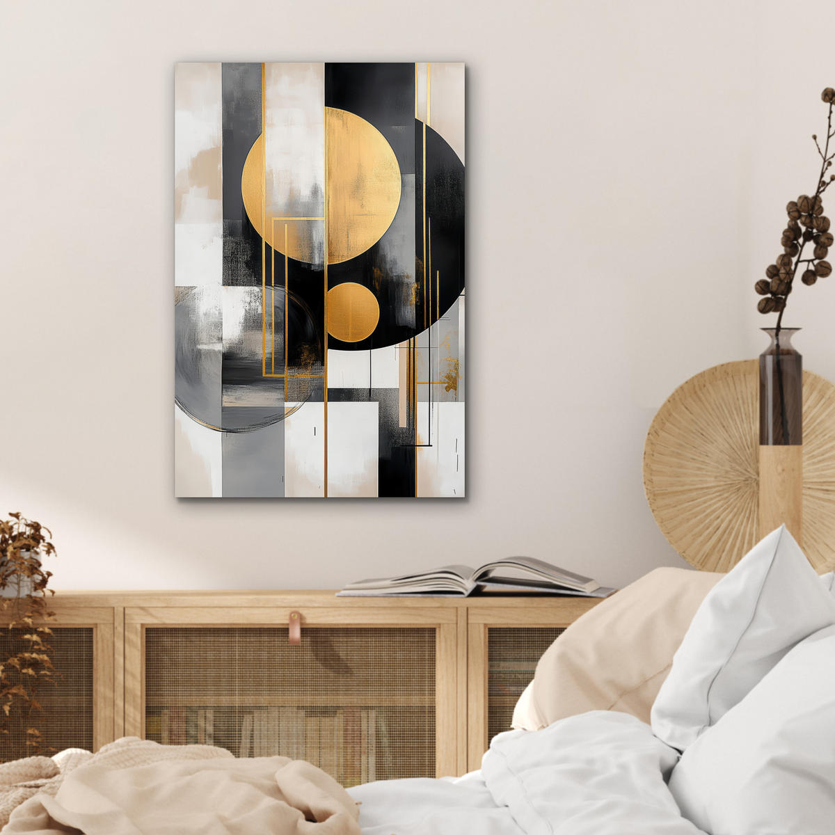 METALLBILD Abstrakt - Gold - Silber - Formen - Ästhetisch - Modern 40x60 cm - Goldfarben, Metall (40/60cm) - MuchoWow