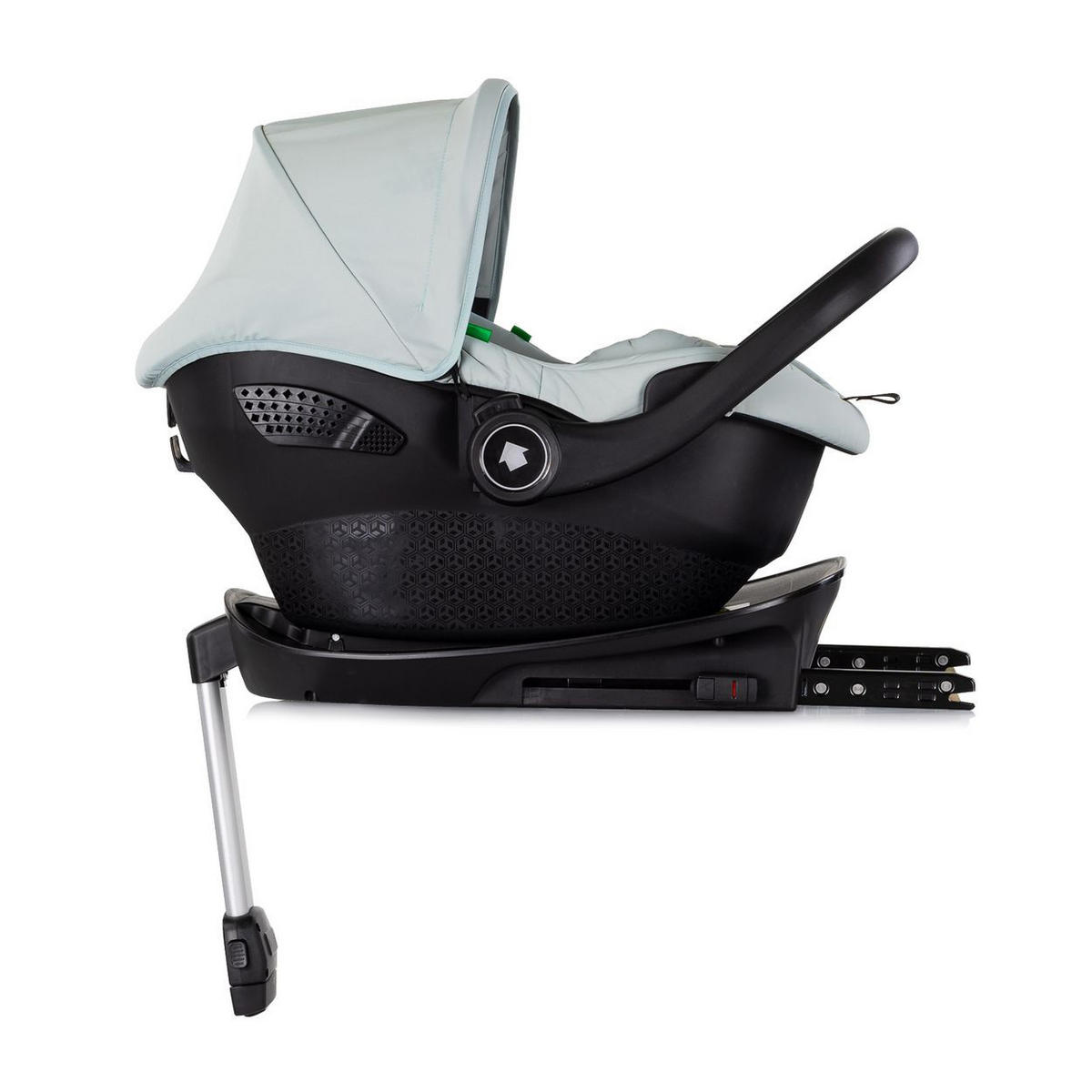BABYSCHALE Perl Set Isofixstation 40-85cm grün i-Size, Sonnendach, 3-Punkt-Gurt, verstellbare Kopfstütze, Tragegriff - Grün, Kunststoff (43/56/60cm) - Chipolino