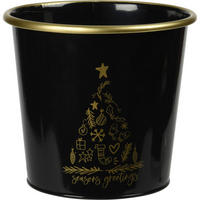 METALLEIMER Weihnachten Schwarz 20,5/18 cm - Schwarz, Metall (20/18/20cm) - Home Styling Collection