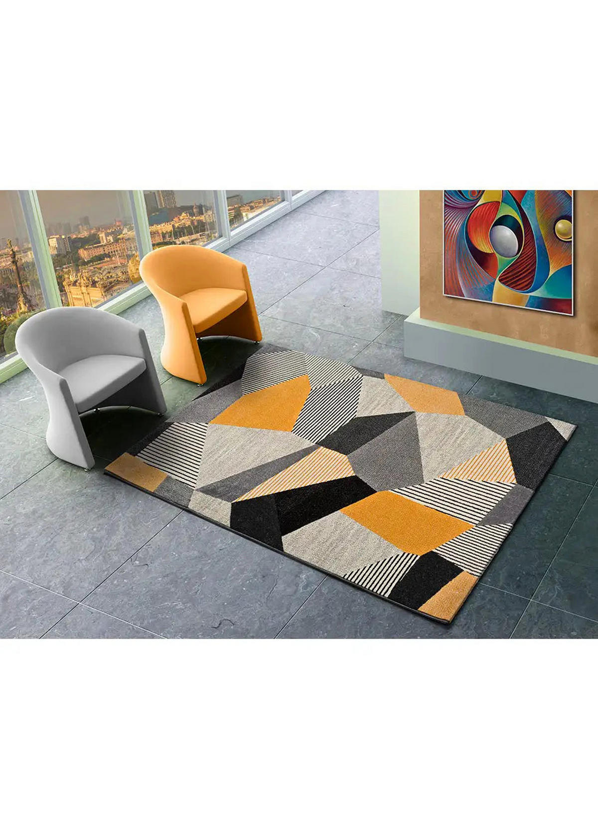 WEBTEPPICH Grau Gladys 60/120 cm - Dunkelgelb/Grau, Naturmaterialien/Textil (60/120cm) - Atticgo