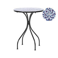 GARTENTISCH Keramik Schwarz Camprena - Blau/Schwarz, Metall (60/60/75cm) - Beliani