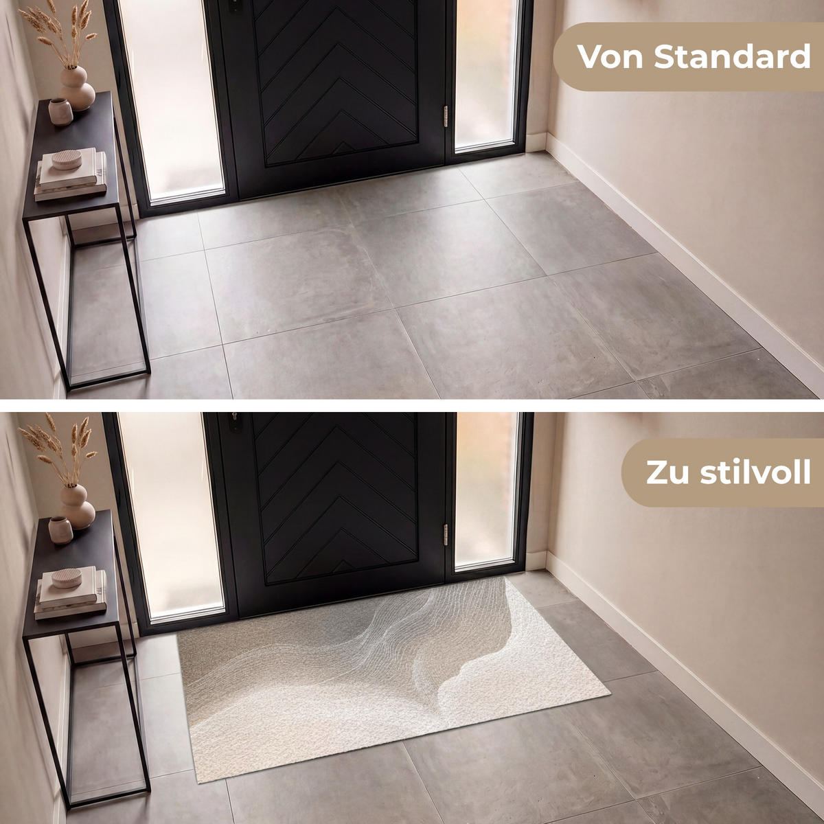 FUSSMATTE Wellenlinien - Luftströme - Harmonisch Schmutzfänger 150x90 cm - Beige, Kunststoff (150/90cm) - MuchoWow