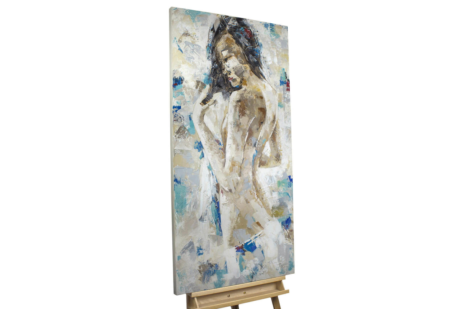 ACRYLBILD HANDGEMALT 60/120 cm - Blau, Holz/Textil (2/120cm) - KUNSTLOFT