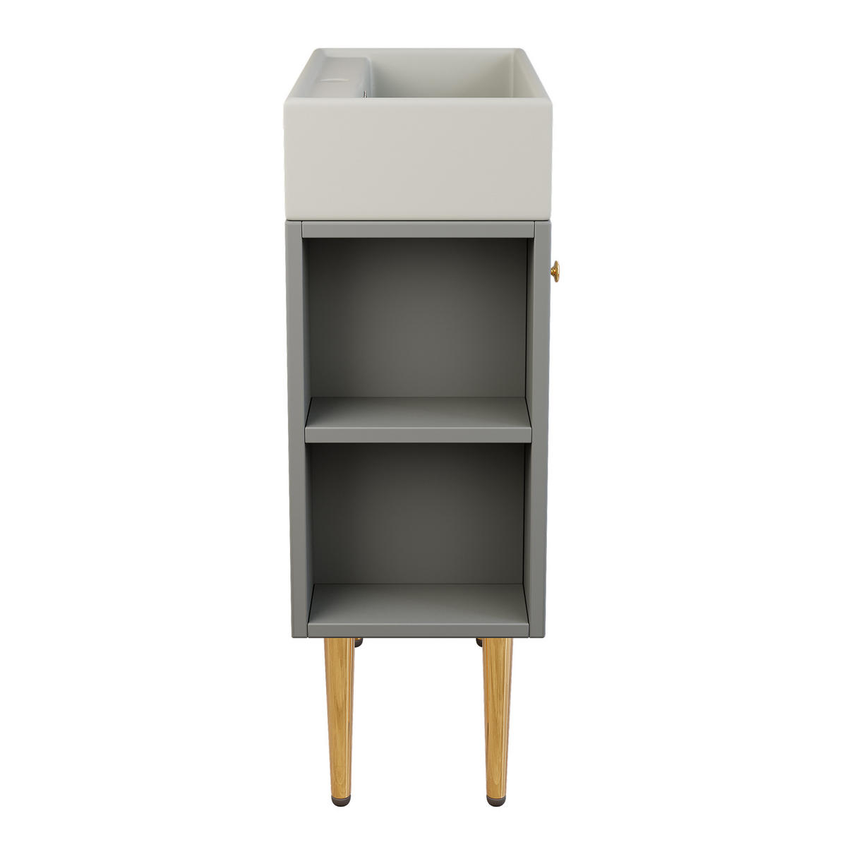 WASCHTISCHKOMBI Hellgrau mit Keramikbecken - Grau, Holzwerkstoff (55/91/31cm) - Urban Meuble