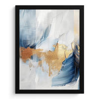 GERAHMTES BILD Gold - Blau - Aquarell - Kunst - Modern 30x40 cm - Hellblau, Papier (30/40cm) - MuchoWow