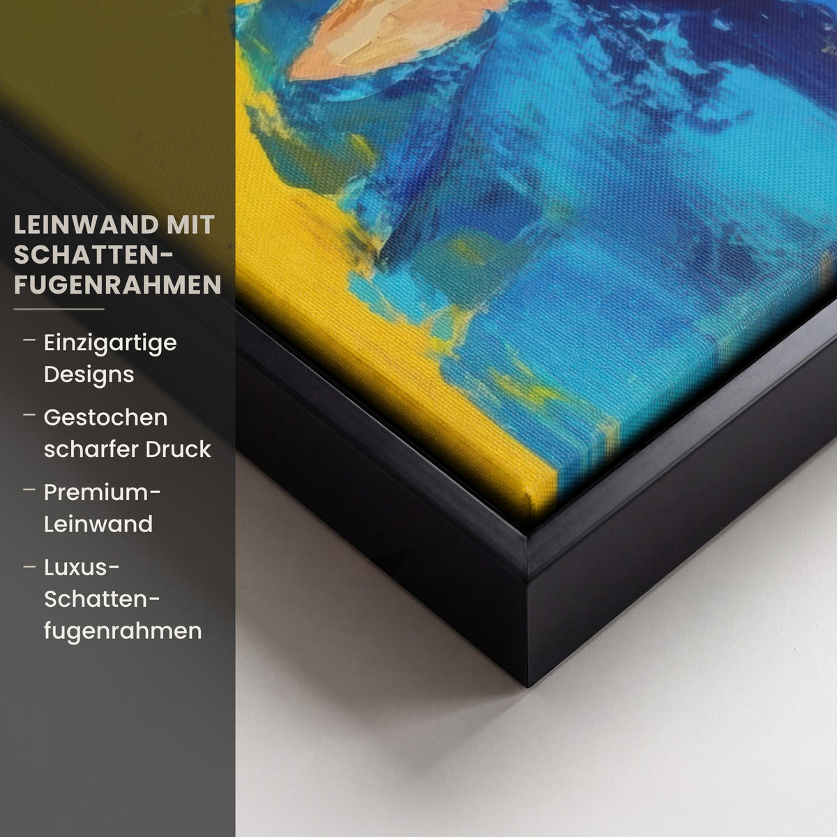 LEINWAND Bilder mit Rahmen - Frida Kahlo - Frau - Gelb - Blau - Blumen - 30x40 - Gelb, Textil (30/40cm) - MuchoWow