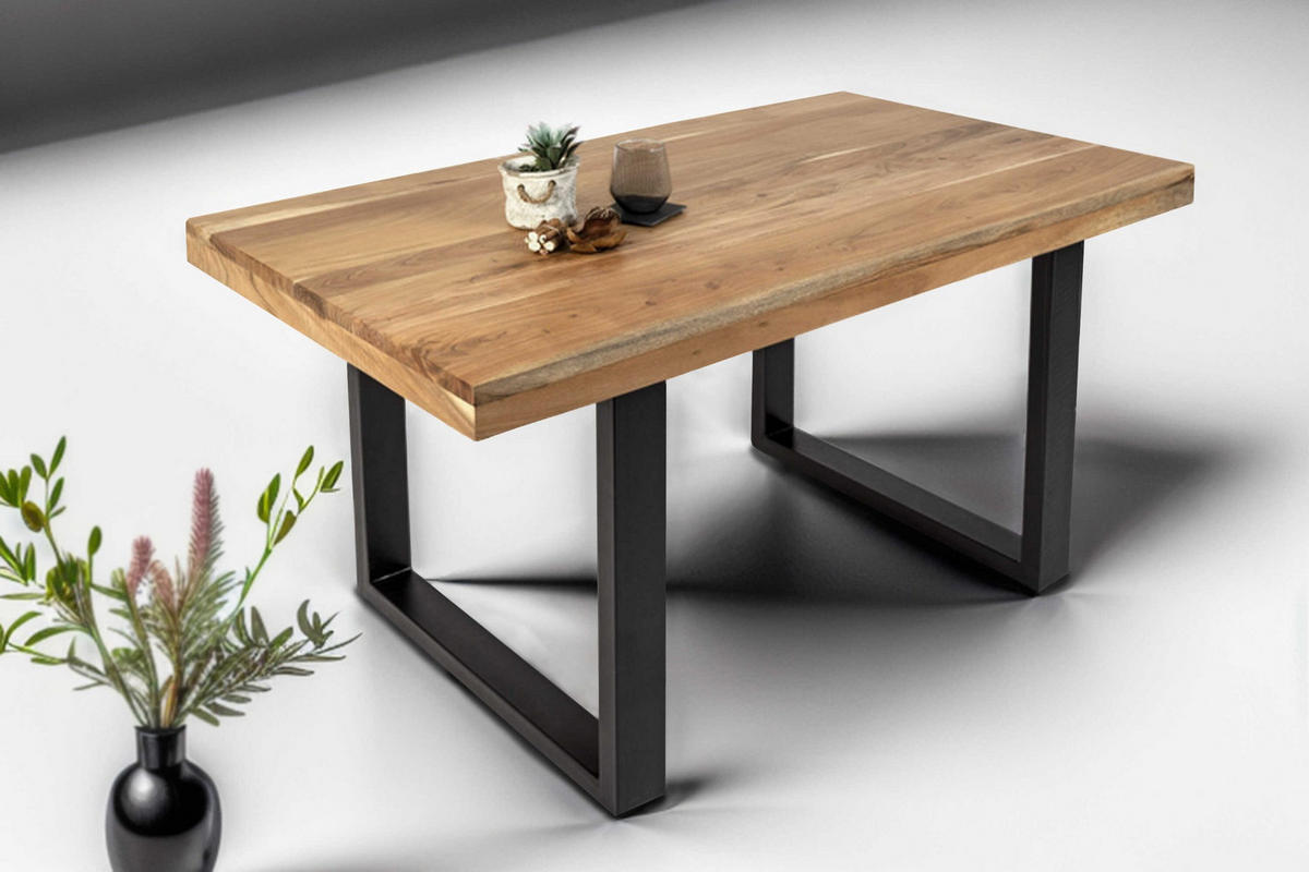 ESSTISCH RIO - Beige/Schwarz, Holz/Metall (80/120/77cm) - SAM