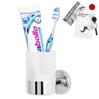 ZAHNPUTZBECHER LUCENTE, verchromt, inkl. Klebeset - Chromfarben, Metall (6.5/9.5/11cm) - bremermann