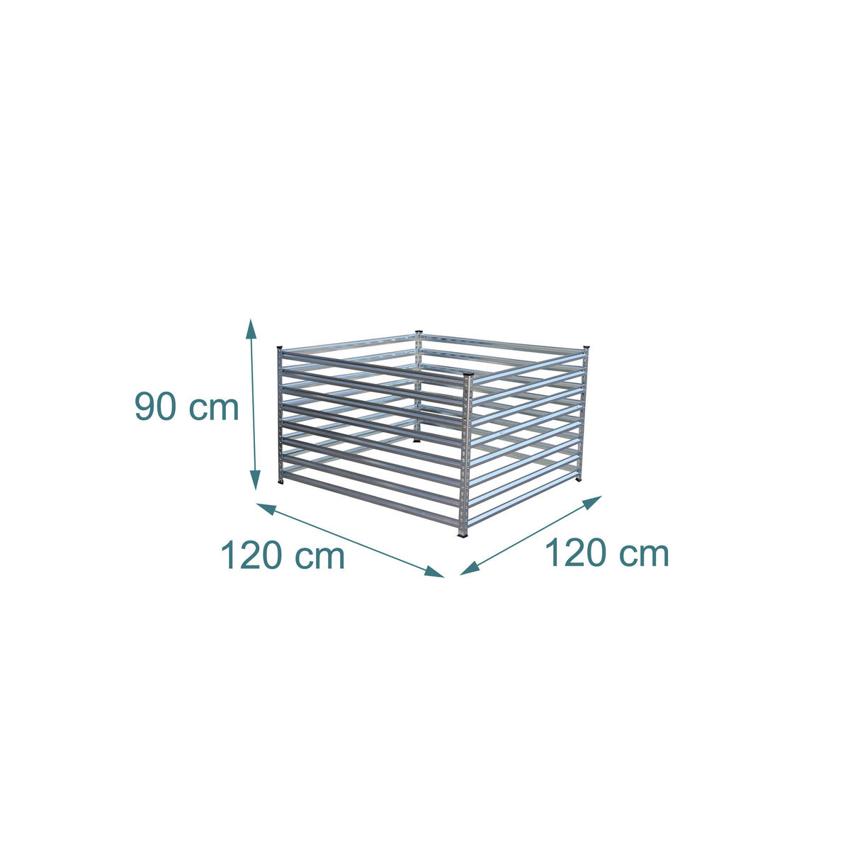 KOMPOST Silver galvaniserat stål - Silverfärgad, Metall/Plast (120/90/120cm) - Relaxdays