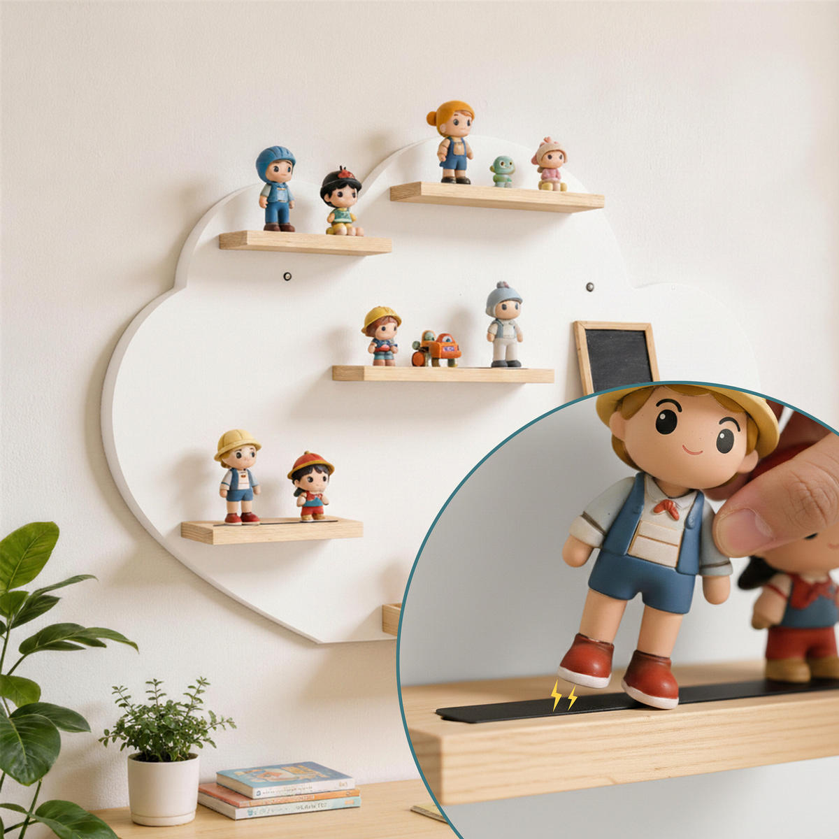 WANDREGAL Weiß Wolkenform Magnetstreifen MDF 40x61 cm - Weiß, Holz/Holzwerkstoff (61/40/17cm) - Relaxdays
