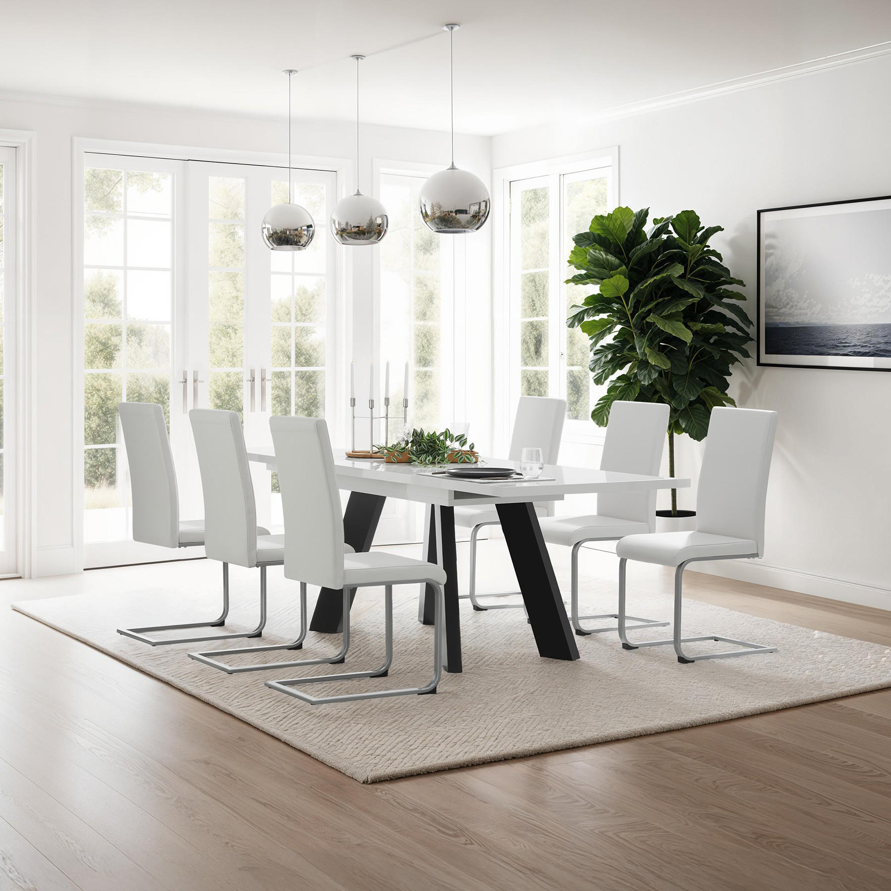 Thumbnail - tectake Schwingstuhl, Weiß, Textil, 52x99x41 cm, Esszimmer, Stühle, Esszimmerstühle, Schwingstühle