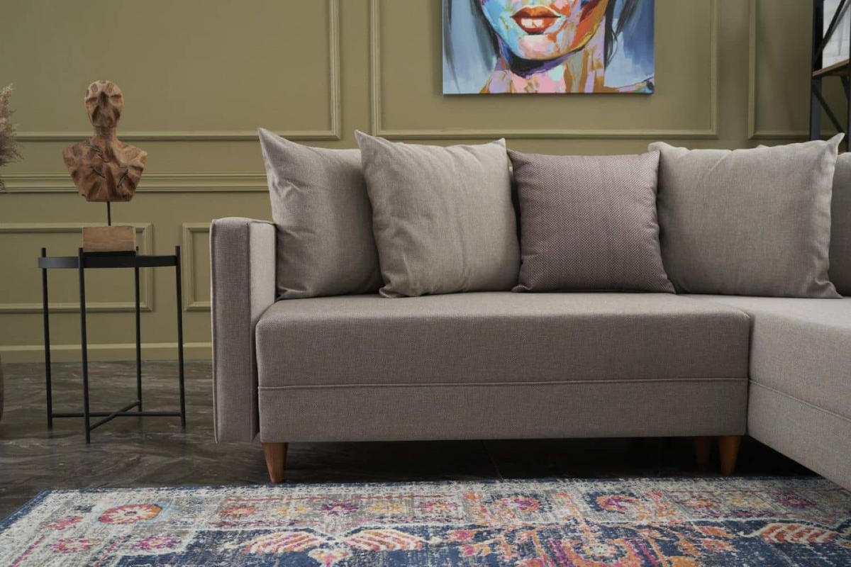 ECKSOFA mit Schlaffunktion, 215 cm Gesamtbreite - Beige/Creme, Holz/Buchenholz (150/215cm) - myHomelando