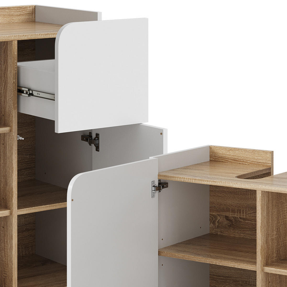 BADMÖBEL-SET Karen Sonoma/Weiß 4 Teile - Weiß/Sonoma Eiche, Holzwerkstoff (60/65/35cm) - Vicco