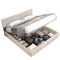 POLSTERBETT 140/190 cm Beige aus Samt mit verstellbarem Kopfteil - Beige, Textil (140/200cm) - OKMYHOME
