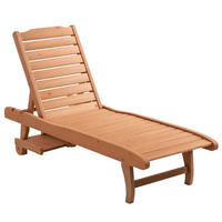 SONNENLIEGE DE-15667 3-fach verstellbar mit Rollen & Tablett Holz - Naturfarben, Holzwerkstoff (152.4/88.9/462.28cm) - ComfortXL