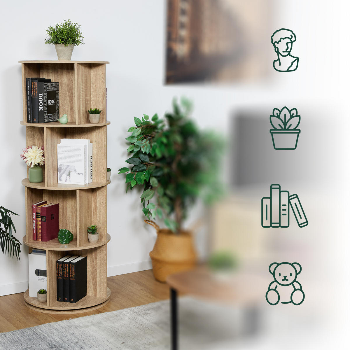BÜCHERREGAL - Hellbraun, Holzwerkstoff/Metall (50/137/50cm) - Relaxdays