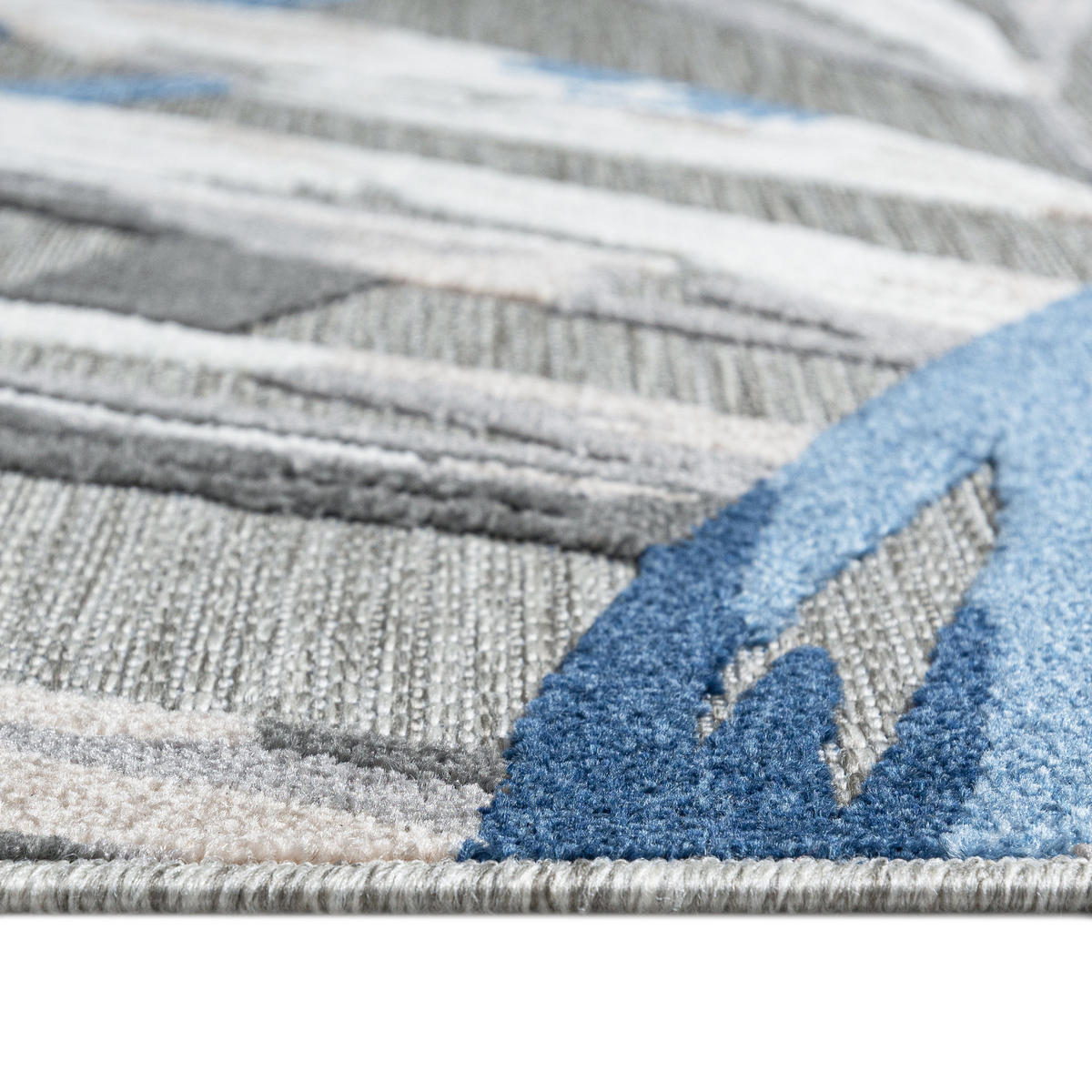 TEPPICH Outdoor Blue Pflanzlich Kurzflor Rechteckig Grey - 80x150 cm - Hellgrau, Textil (80/150cm) - Mazovia