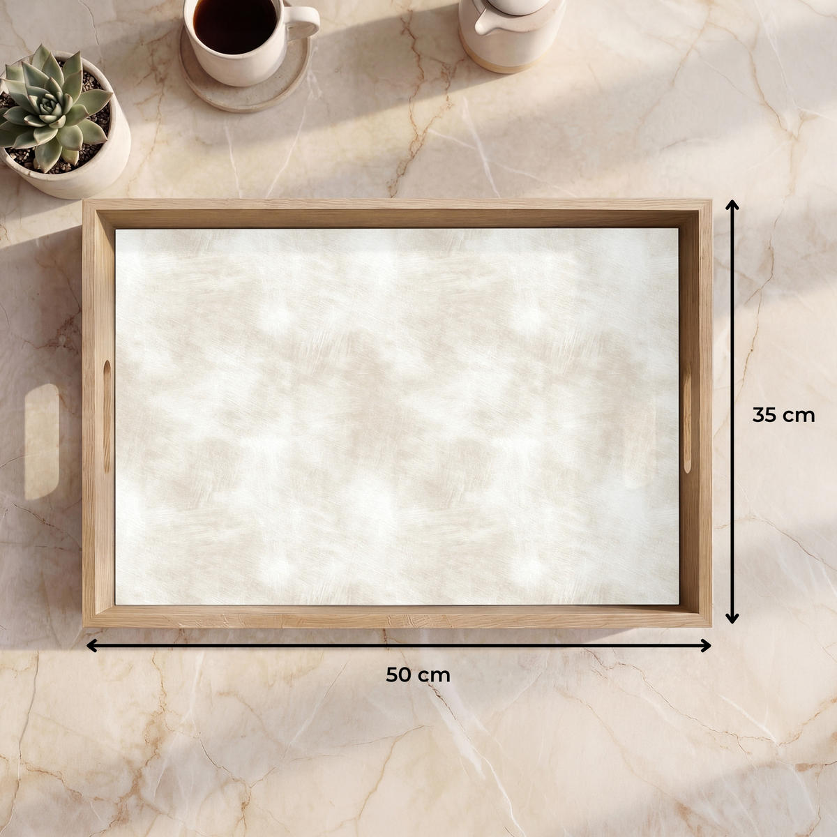 SERVÍROVACÍ PODNOS Jemné - Textura - Béžová 50x35 cm - krémová, dřevo (50/5/5cm) - OnlyWow
