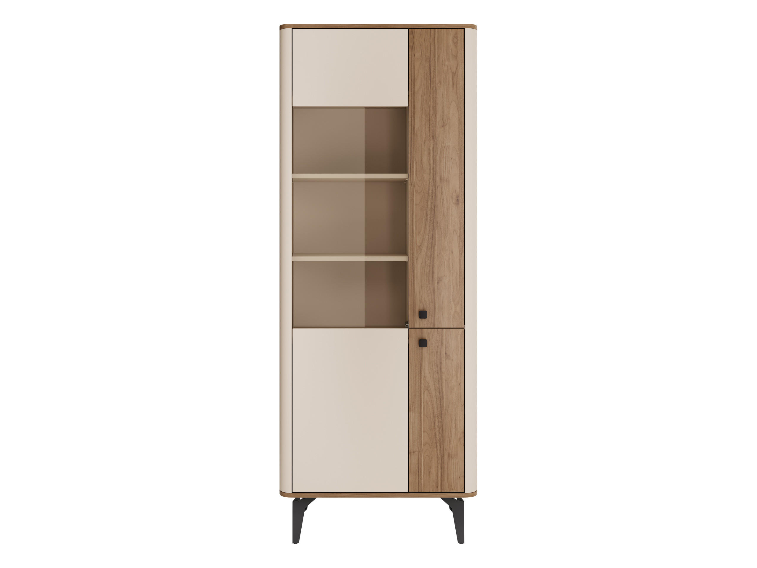VITRINE Aurena AU02 - Kaschmir/Nussbaumfarben, Holzwerkstoff/Metall (74/190/41cm) - MIRJAN24