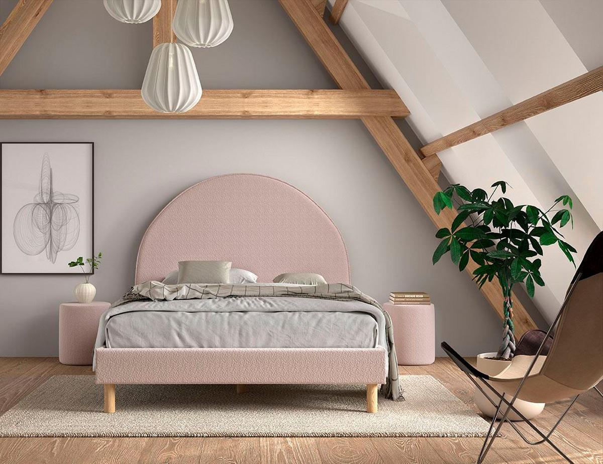 POLSTERBETT mit Hocker Karlotta 147x132x212 aus Holzwerkstoff in Rosa - Rosa, Holzwerkstoff (140/200cm) - 58aufmkessel