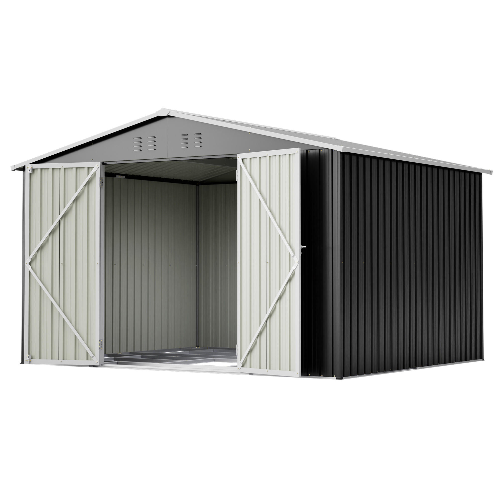 GERÄTESCHUPPEN SATTELDACH 300x252x191 cm Anthrazit - Grau, Metall (252/191/300cm) - ComfortXL