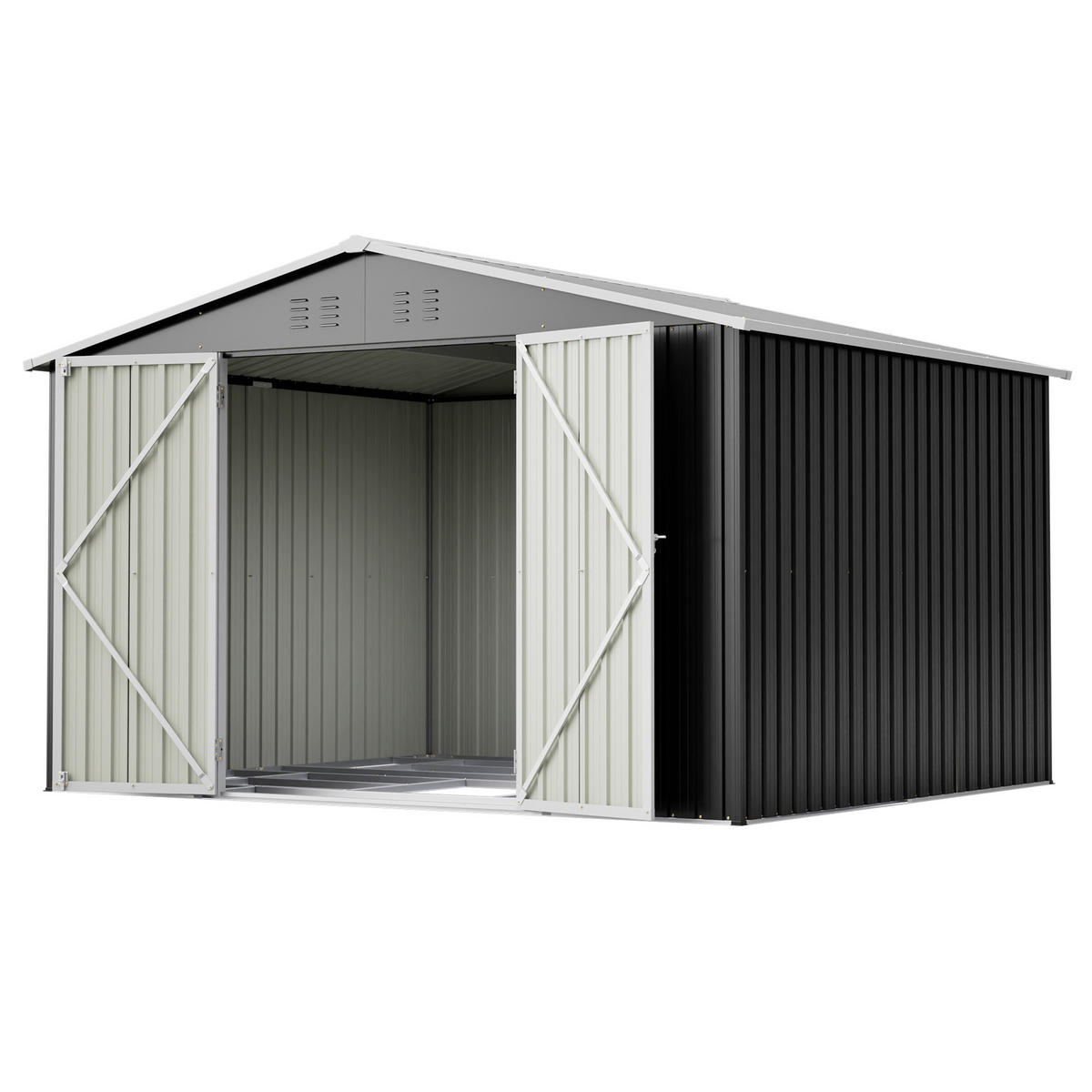 GERÄTESCHUPPEN SATTELDACH 300x252x191 cm Anthrazit - Grau, Metall (252/191/300cm) - ComfortXL