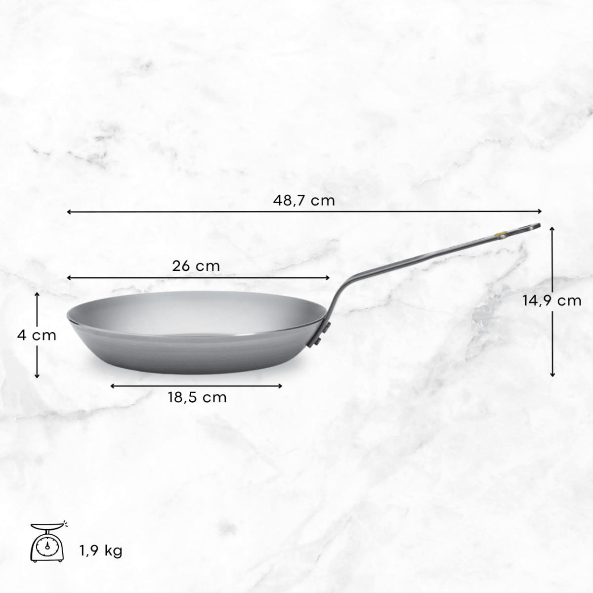 BRATPFANNE MINERAL B 26 cm - Silberfarben, Metall (26cm) - De Buyer
