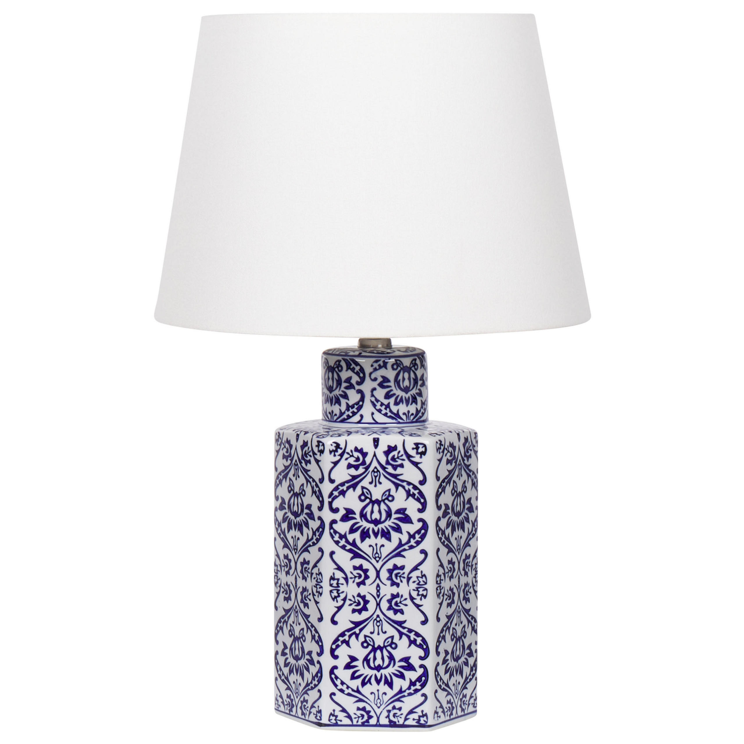 TISCHLEUCHTE Blau/Weiß Marcelin - Blau/Weiß, Keramik (33/33/53cm) - Beliani