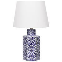 TISCHLEUCHTE Blau/Weiß Marcelin - Blau/Weiß, Keramik (33/33/53cm) - Beliani