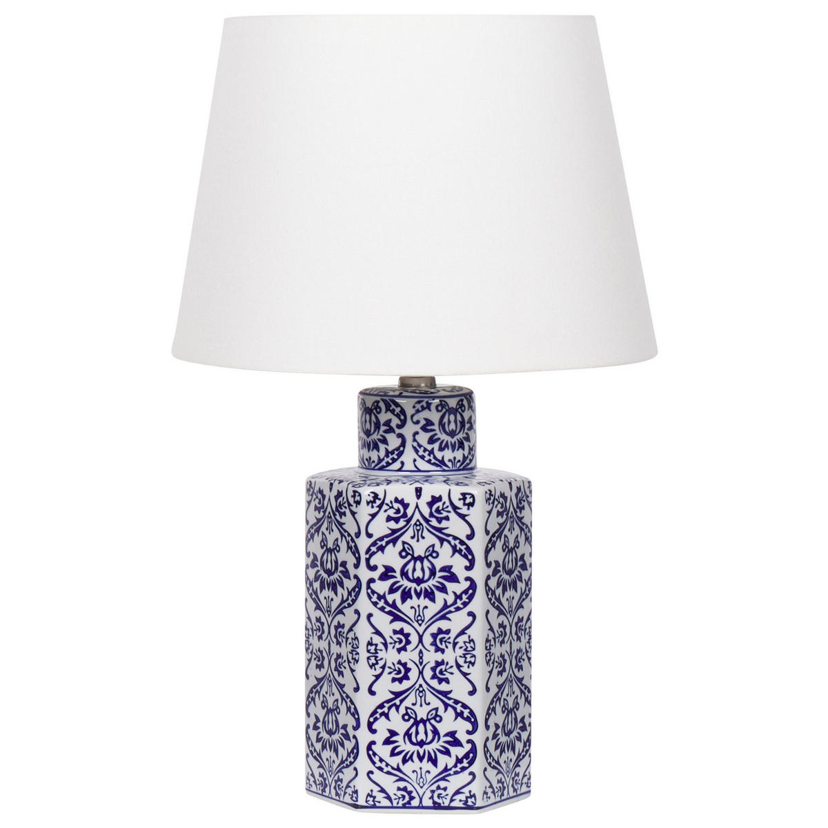 TISCHLEUCHTE Blau/Weiß Marcelin - Blau/Weiß, Keramik (33/33/53cm) - Beliani