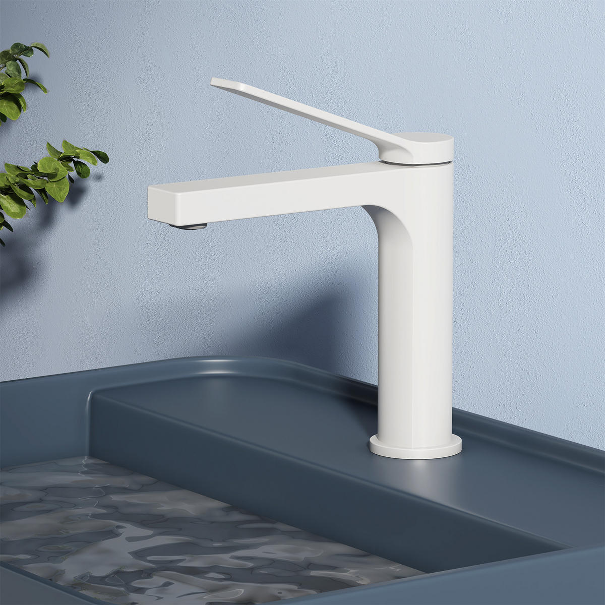 WASCHTISCHARMATUR mit Spulen-Zertifiziertem Filterelement Weiß Matt - Weiß, Metall (17.3/4.6/19.5cm) - EMKE