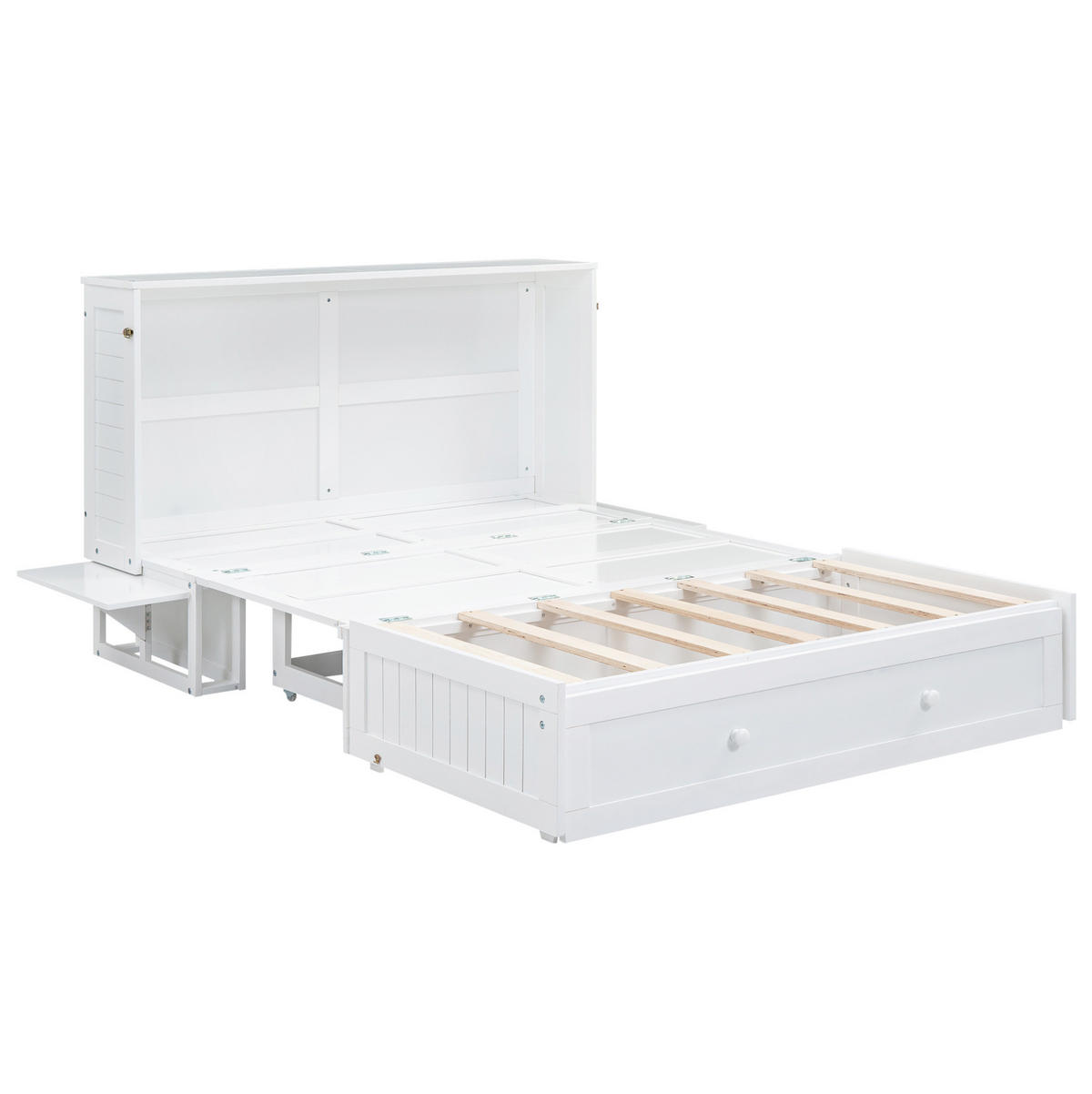 SCHRANKBETT Mobiles 140/200 cm Weiß mit Schublade und Regal - Weiß, Holz (140/200cm) - OKWISH