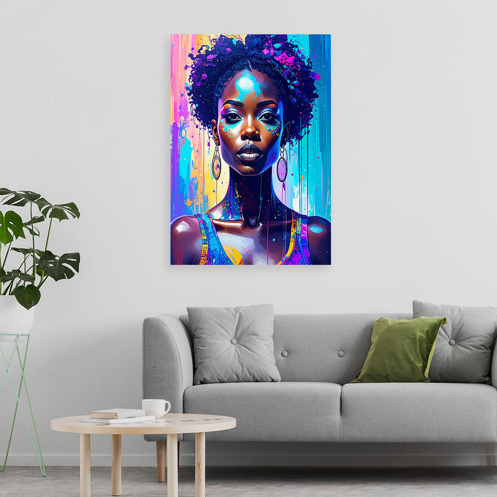 LEINWANDBILD Abstrakt Porträt einer Frau 80x120cm - Multicolor, Textil (80/120cm) - Feeby