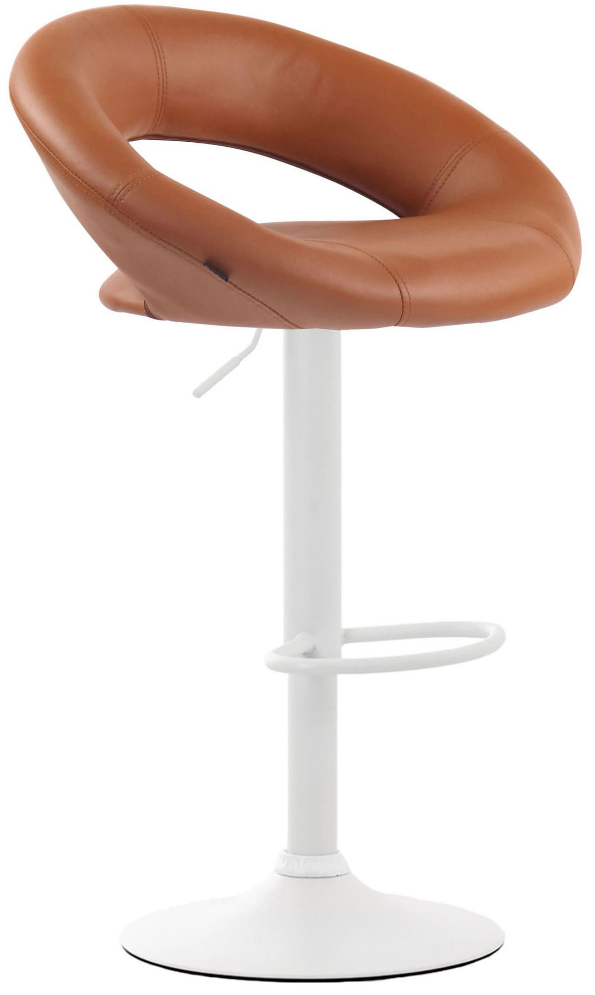 BARHOCKER 2er Set Mekim Kunstleder Hellbraun Weiß - Hellbraun, Leder/Metall (53/80/47cm) - DELUKE