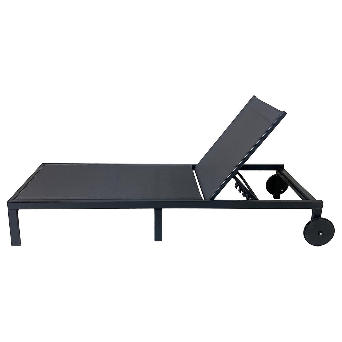 GARTENLIEGE - Aluminium / Textilene - Verstellbar - Anthrazit, Textil/Metall (65/30/195cm) - home24