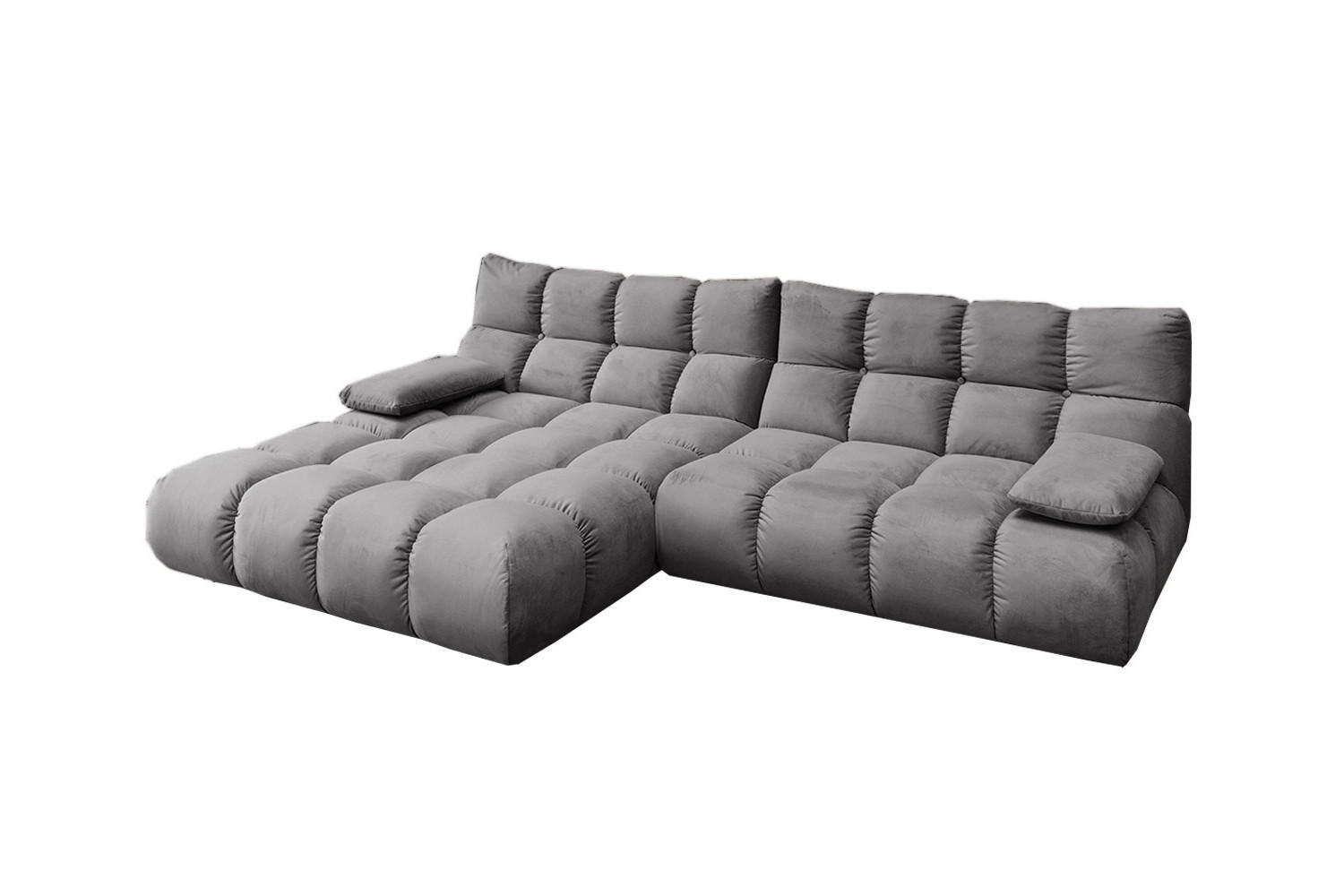 ECKSOFA VIVIEN Steingrau Velvet - Schwarz/Grau, Kunststoff/Textil (290/178cm) - KAWOLA