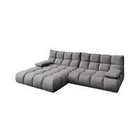 ECKSOFA VIVIEN Steingrau Velvet - Schwarz/Grau, Kunststoff/Textil (290/178cm) - KAWOLA