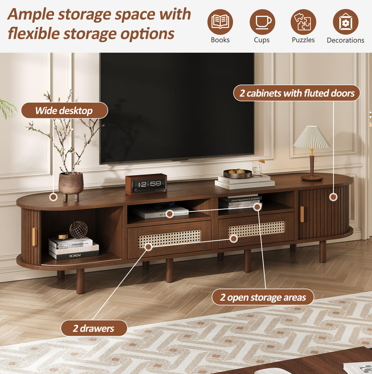 LOWBOARD 170/40/40 cm Dunkle Eiche aus MDF, Metall und Holz mit 2 Schubladen und 2 Schiebetüren - Braun, Holzwerkstoff (40/40/170cm) - OKMYHOME