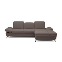 ECKSOFA FELICE R-S Braun Geflochtener Stoff mit Schlaffunktion - Braun, Holz (284/166cm) - MASSENO