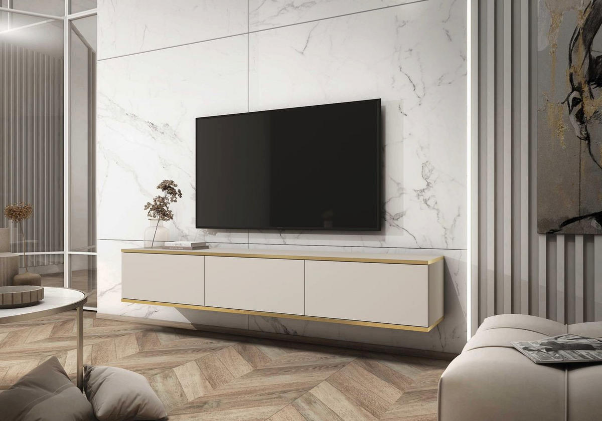 LOWBOARD – 175 cm – Oro – Ohne Füße (wandhängend) – TV-GEN0294 - Beige, Holzwerkstoff (175/30/32cm) - hi-markt