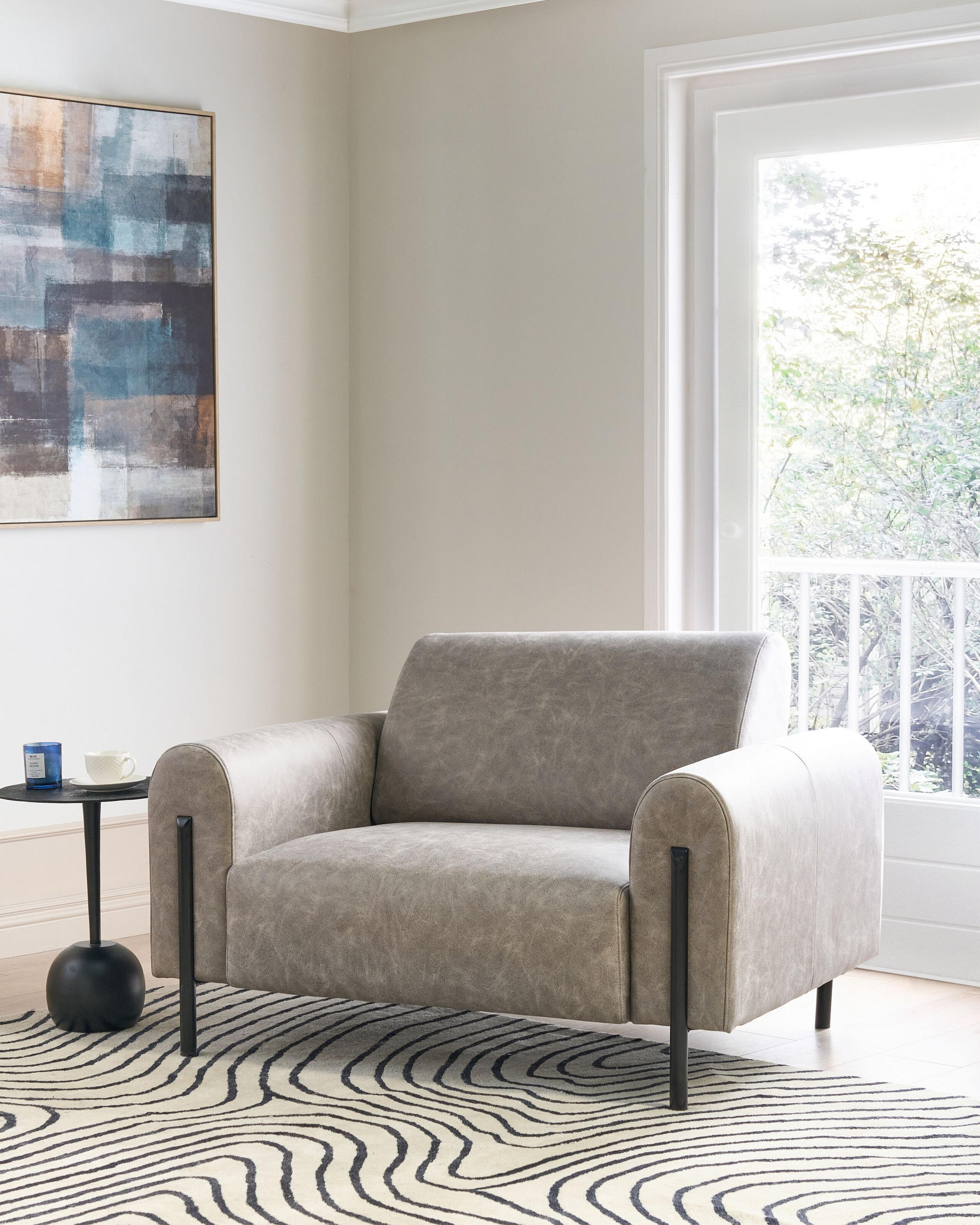 SESSEL Hellgrau Askim - Schwarz/Grau, Textil (123/79/95cm) - Beliani