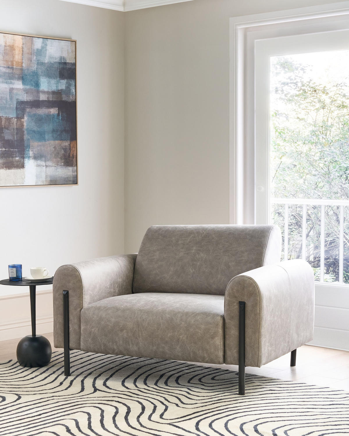 SESSEL Hellgrau Askim - Schwarz/Grau, Textil (123/79/95cm) - Beliani