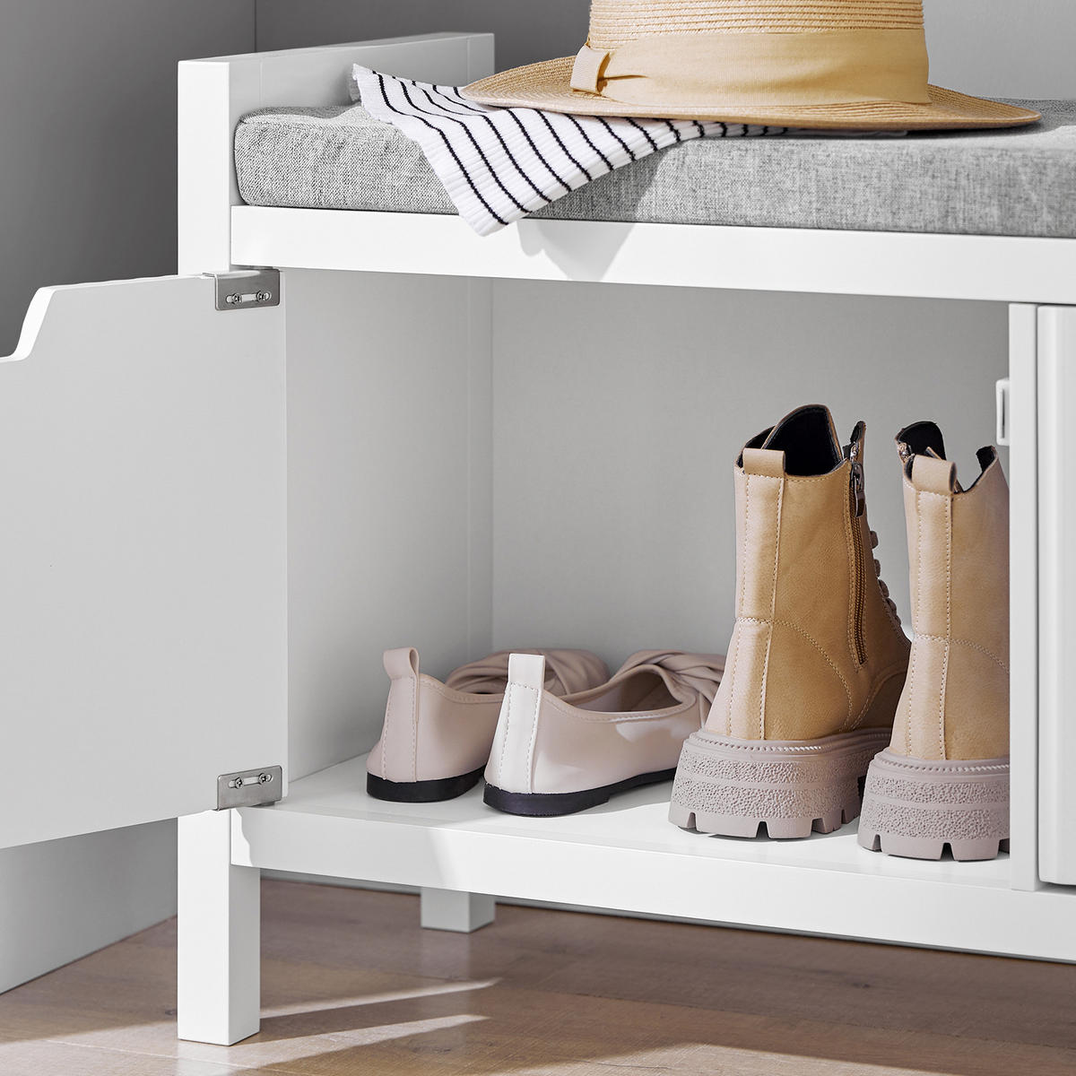 SCHUHBANK Weiß - Weiß, Holzwerkstoff (91/50/30cm) - SoBuy