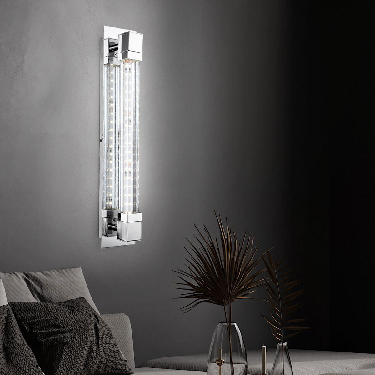 LED WANDLEUCHTE Chrom Glas klar - Silberfarben, Glas (42/8/9.6cm) - Globo Lighting