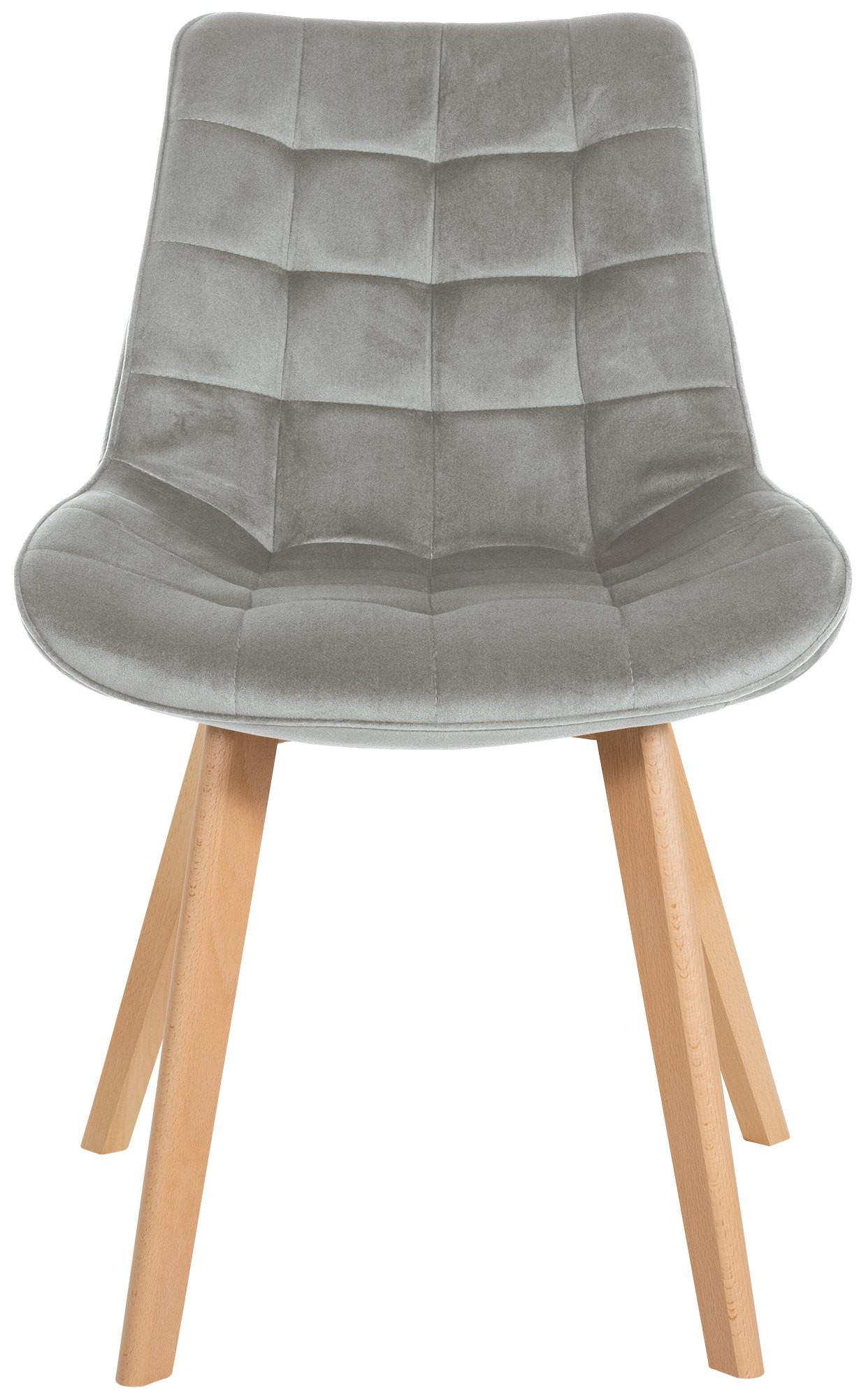 STUHL 2er Set Samt grau - Eukalyptusholzfarben/Grau, Holz/Textil (54/84/63cm) - CLP